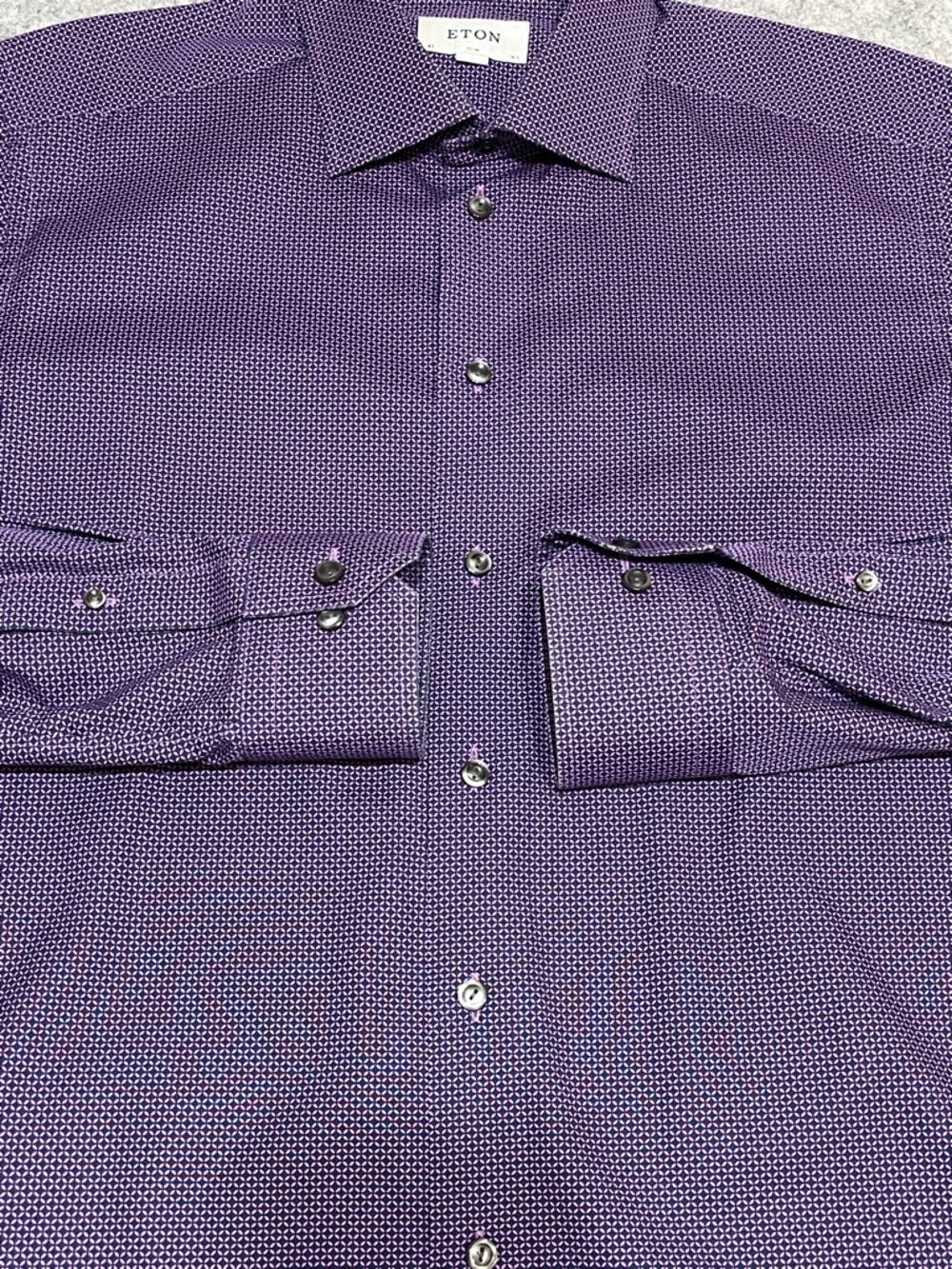 Eton Men's Purple Microdot Dress Shirt - Picture 6 of 9
